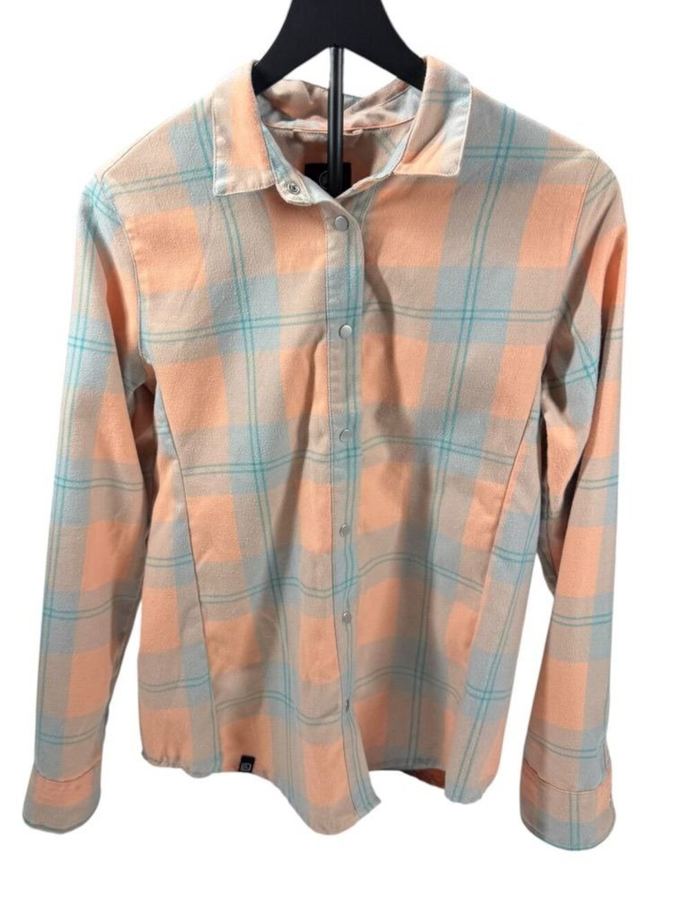 FlyLow Plaid Shirt Peach/Blue Size Medium